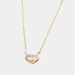 Cartier 18K Rose Gold with Diamond XS C Heart de Cartier Pendant Necklace