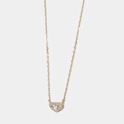 Cartier 18K Pink Gold C Heart Diamond Pendant Necklace   