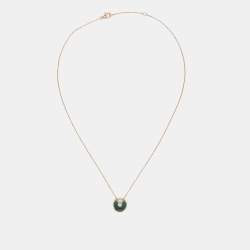 Cartier Amulette De Cartier Malachite Diamond 18k Rose Gold XS Model Necklace