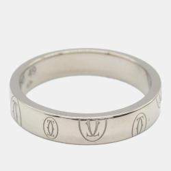 Pre Owned Cartier 18K White Gold Happy Birthday Ring EU 49