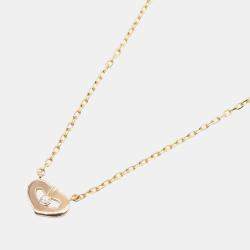 Cartier 18K Rose Gold C Heart Small Diamond Pendant Necklace 