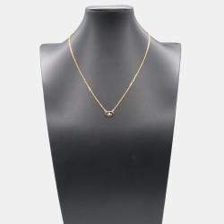 Cartier 18K Rose Gold C Heart Small Diamond Pendant Necklace 