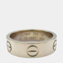 Pre Owned Cartier 18K White Gold Love Band Ring EU 50