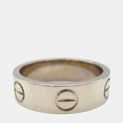 Pre Owned Cartier 18K White Gold Love Band Ring EU 50
