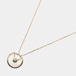 Cartier 18K Yellow Gold & Mother of Pearl Diamond Mother of Pearl Amulette de Necklace