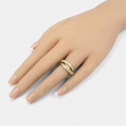 Pre Owned Cartier 18K Yellow Gold Vintage Diamond Trinity Ring EU 45