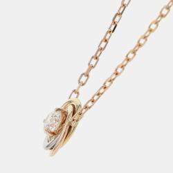 Cartier Trinity 18K Yellow, Rose, White Gold and Diamond Pendant Necklace