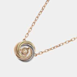 Cartier Trinity 18K Yellow, Rose, White Gold and Diamond Pendant Necklace