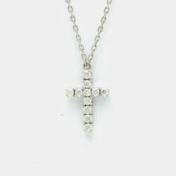 Cartier 18K White Gold Symbol Cross Diamond Necklace