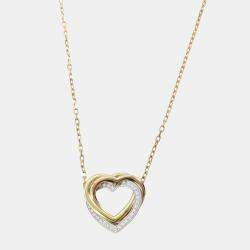 Pre Owned Cartier Trinity Heart Diamond 18K Yellow, Pink, White Gold Diamonds Necklace 