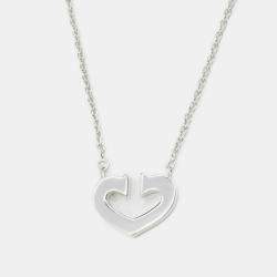 Pre Owned Cartier C De Cartier Heart 18K White Gold Pendant Necklace