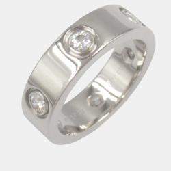 Pre Owned Cartier Love 18K White Gold and Diamond Love Band Ring EU 49