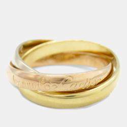 Pre Owned Cartier Trinity 18K Yellow, Rose, White Gold Band Ring EU 51