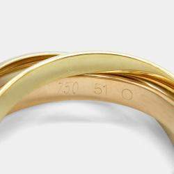 Pre Owned Cartier Trinity 18K Yellow, Rose, White Gold Band Ring EU 51
