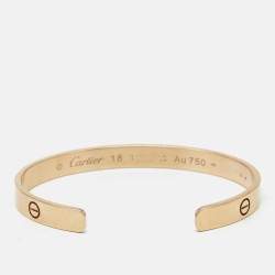 Pre Owned Cartier Love 18k Rose Gold Open Cuff Bracelet 18