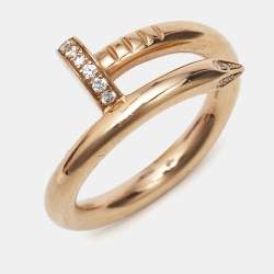 Pre Owned Cartier Juste Un Clou Diamonds 18k Rose Gold Ring Size 50
