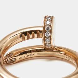 Pre Owned Cartier Juste Un Clou Diamonds 18k Rose Gold Ring Size 50