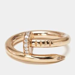 Pre Owned Cartier Juste Un Clou Diamonds 18k Rose Gold Ring Size 50