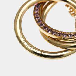 Pre Owned Cartier Trinity 18K Yellow, Rose, White Gold and Pink Sapphire Pendant Necklace
