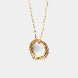 Pre Owned Cartier Trinity 18K Yellow, Rose, White Gold and Pink Sapphire Pendant Necklace