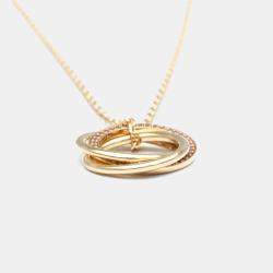Pre Owned Cartier Trinity 18K Yellow, Rose, White Gold and Pink Sapphire Pendant Necklace