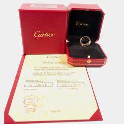 Pre Owned Cartier Love Rose Gold Diamond Paved Ring EU 50