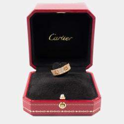 Pre Owned Cartier Love Rose Gold Diamond Paved Ring EU 50