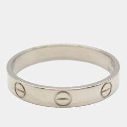 Pre Owned Cartier Love 18K White Gold Band Ring EU 58