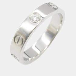 Pre Owned Cartier Love 18K White Gold and Diamond Band Ring EU 50