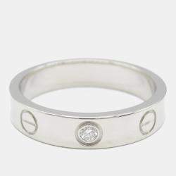 Pre Owned Cartier Love 18K White Gold and Diamond Band Ring EU 50
