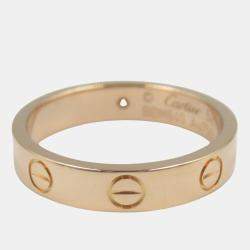 Pre Owned Cartier Love 18K Rose Gold and Diamond Band Ring EU 52