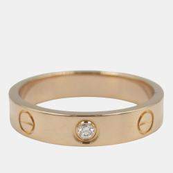 Pre Owned Cartier Love 18K Rose Gold and Diamond Band Ring EU 52