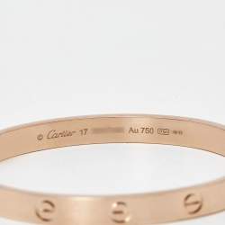 Pre Owned Cartier Love 18k Rose Gold Classic Model Bracelet 17