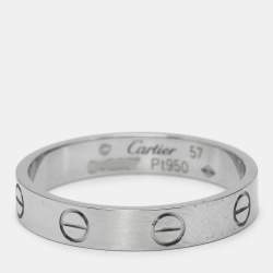 Pre Owned Cartier Love Platinum Small Model Ring Size 57