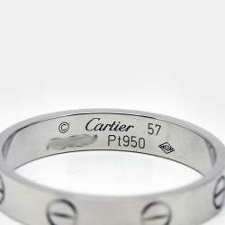Pre Owned Cartier Love Platinum Small Model Ring Size 57