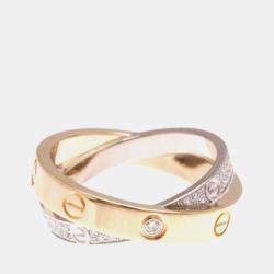 Pre Owned Cartier Love 18K White Gold, Rose Gold and Diamond Band Ring EU 50