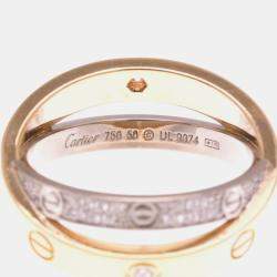 Pre Owned Cartier Love 18K White Gold, Rose Gold and Diamond Band Ring EU 50