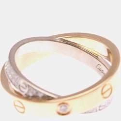Pre Owned Cartier Love 18K White Gold, Rose Gold and Diamond Band Ring EU 50