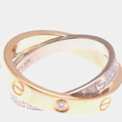 Pre Owned Cartier Love 18K White Gold, Rose Gold and Diamond Band Ring EU 50