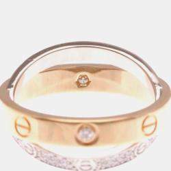 Pre Owned Cartier Love 18K White Gold, Rose Gold and Diamond Band Ring EU 50