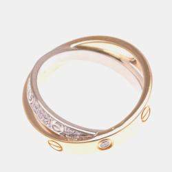 Pre Owned Cartier Love 18K White Gold, Rose Gold and Diamond Band Ring EU 50