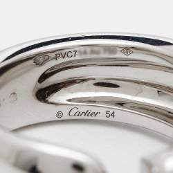 Pre Owned Cartier Panthere Tsavorite Garnet Onyx 18k White Gold Medium Model Ring Size 54