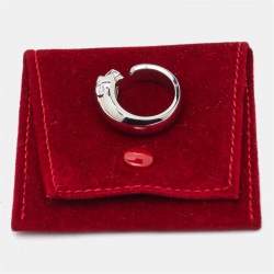 Pre Owned Cartier Panthere Tsavorite Garnet Onyx 18k White Gold Medium Model Ring Size 54