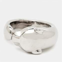 Pre Owned Cartier Panthere Tsavorite Garnet Onyx 18k White Gold Medium Model Ring Size 54