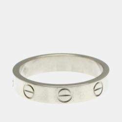 Pre Owned Cartier Mini Love 18K White Gold Ring EU 50