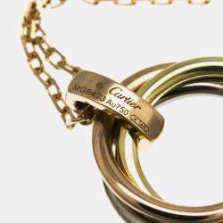 Pre Owned Cartier Trinity 18K Yellow, Rose, White Gold Diamond Necklace