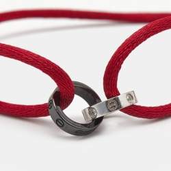 Pre Owned Cartier Love Diamond Ceramic 18k White Gold Cord Bracelet