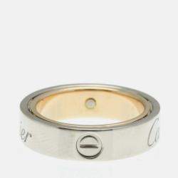 Pre Owned Cartier Love 18K Rose Gold and White Gold Band Ring EU 54