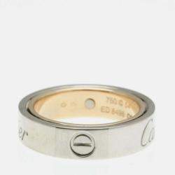 Pre Owned Cartier Love 18K Rose Gold and White Gold Band Ring EU 54
