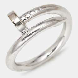 Pre Owned Cartier Juste Un Clou 18k White Gold Classic Model Ring Size 55